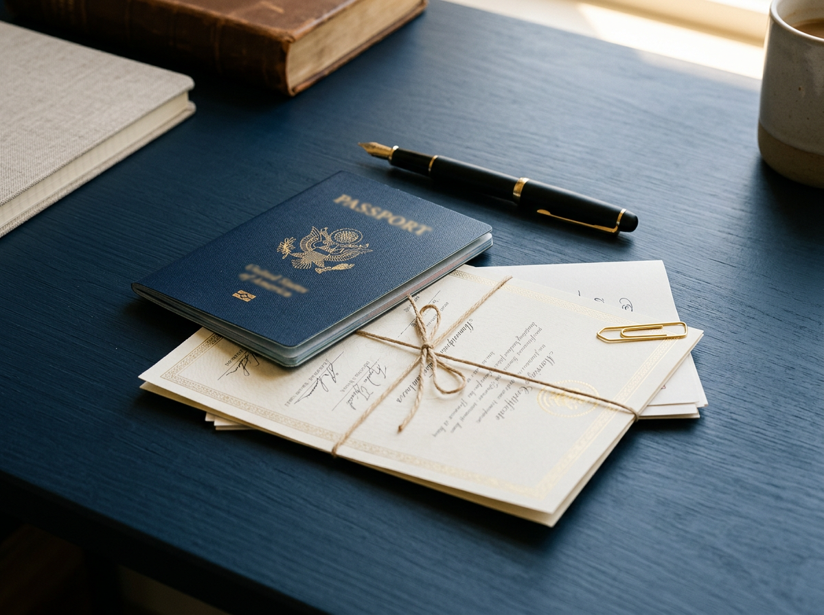 Documents arranged for professional legalization support